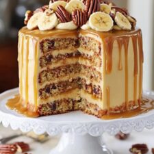 Banana Pecan Caramel Layer Cake Recipe