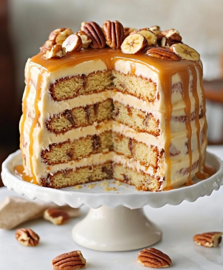 Banana Pecan Caramel Layer Cake Recipe
