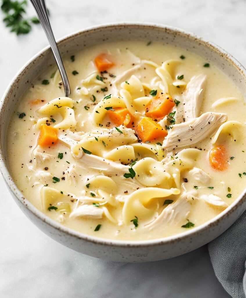 Easy Creamy Chicken Noodle Soup Recipe