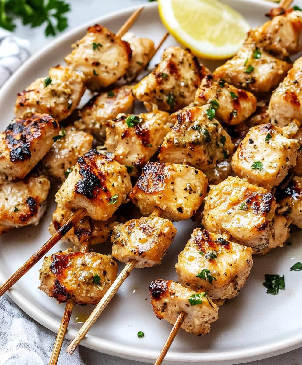 Air Fryer Garlic Parmesan Chicken Skewers Recipe