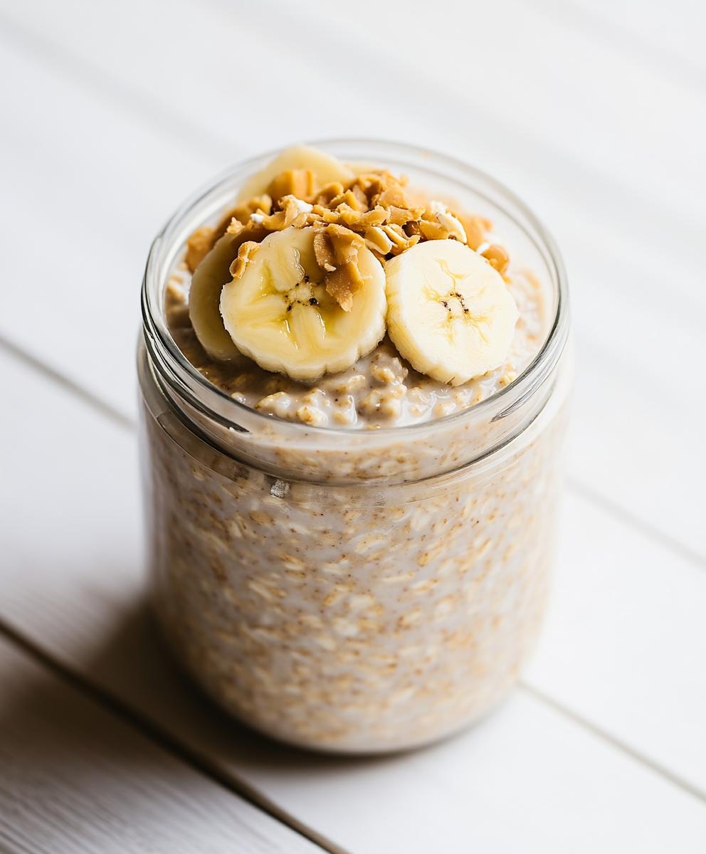Banana Peanut Butter Overnight Oats Recipe