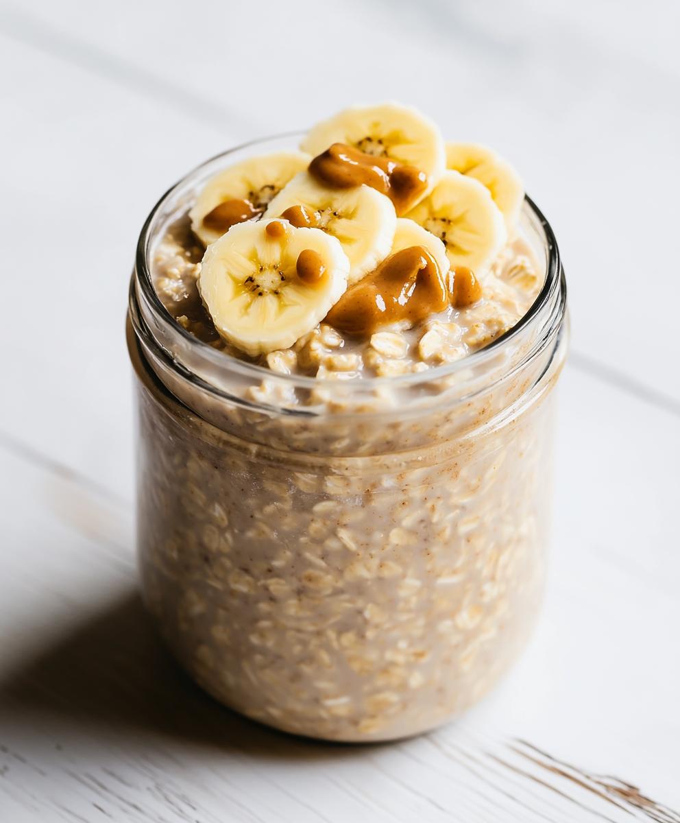 Banana Peanut Butter Overnight Oats Recipe