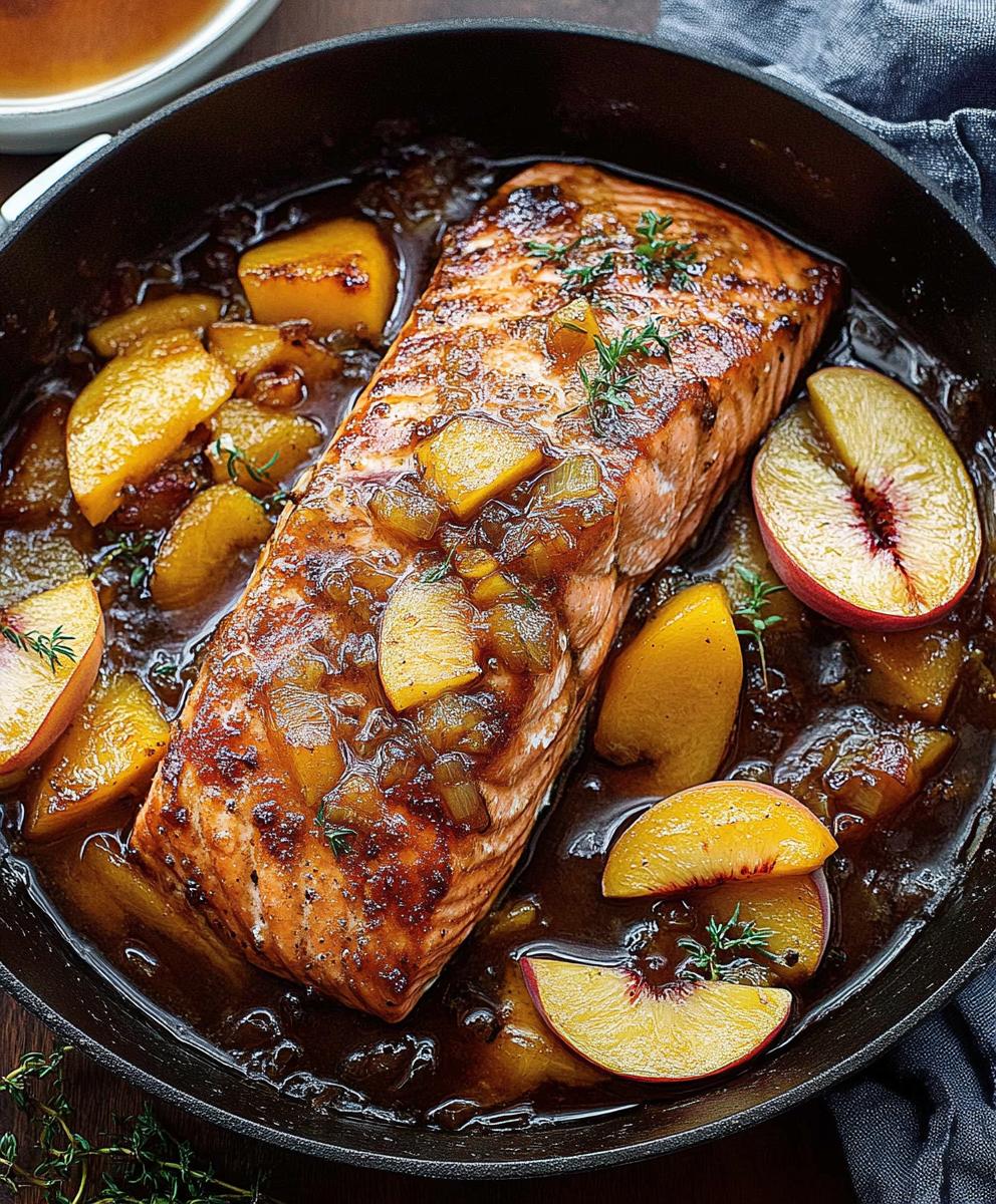 Bourbon Peach Roasted Salmon Recipe