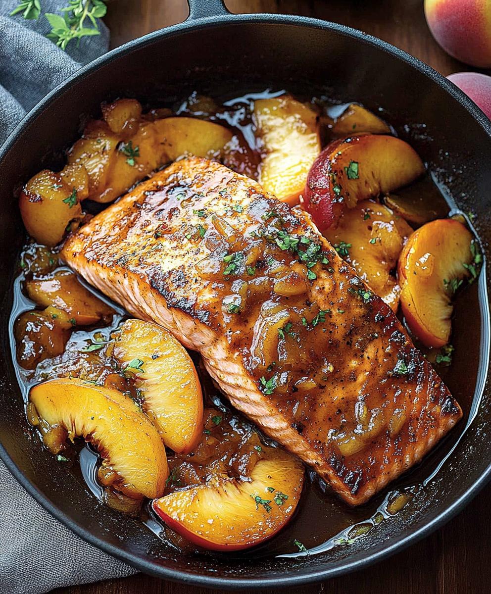 Bourbon Peach Roasted Salmon Recipe