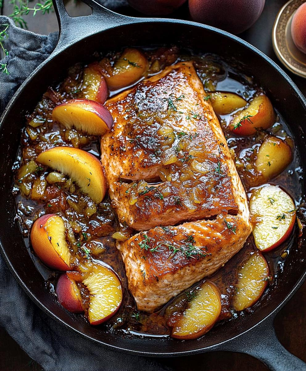 Bourbon Peach Roasted Salmon Recipe