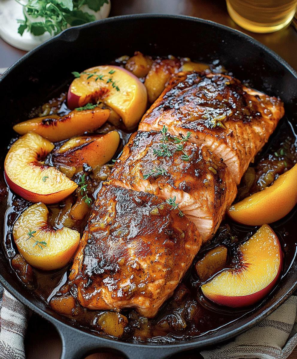 Bourbon Peach Roasted Salmon Recipe