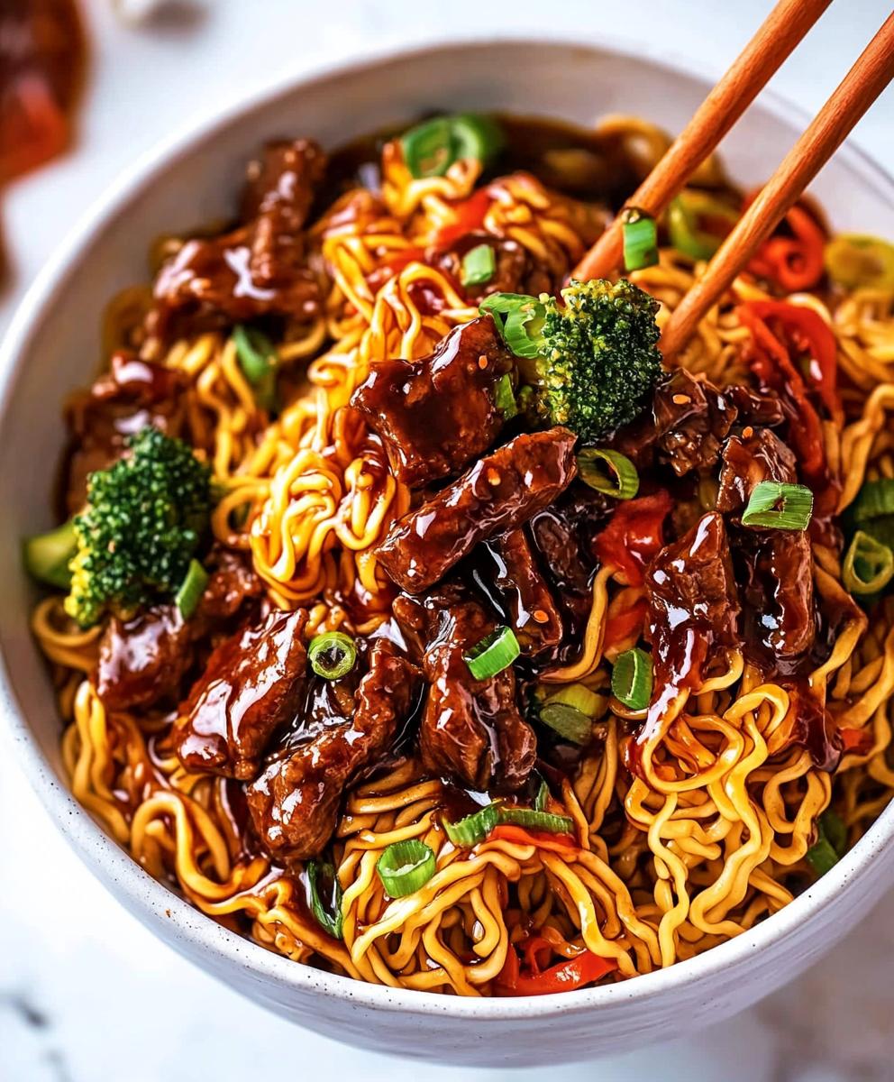 Caramelised Sticky Beef Noodles Recipe