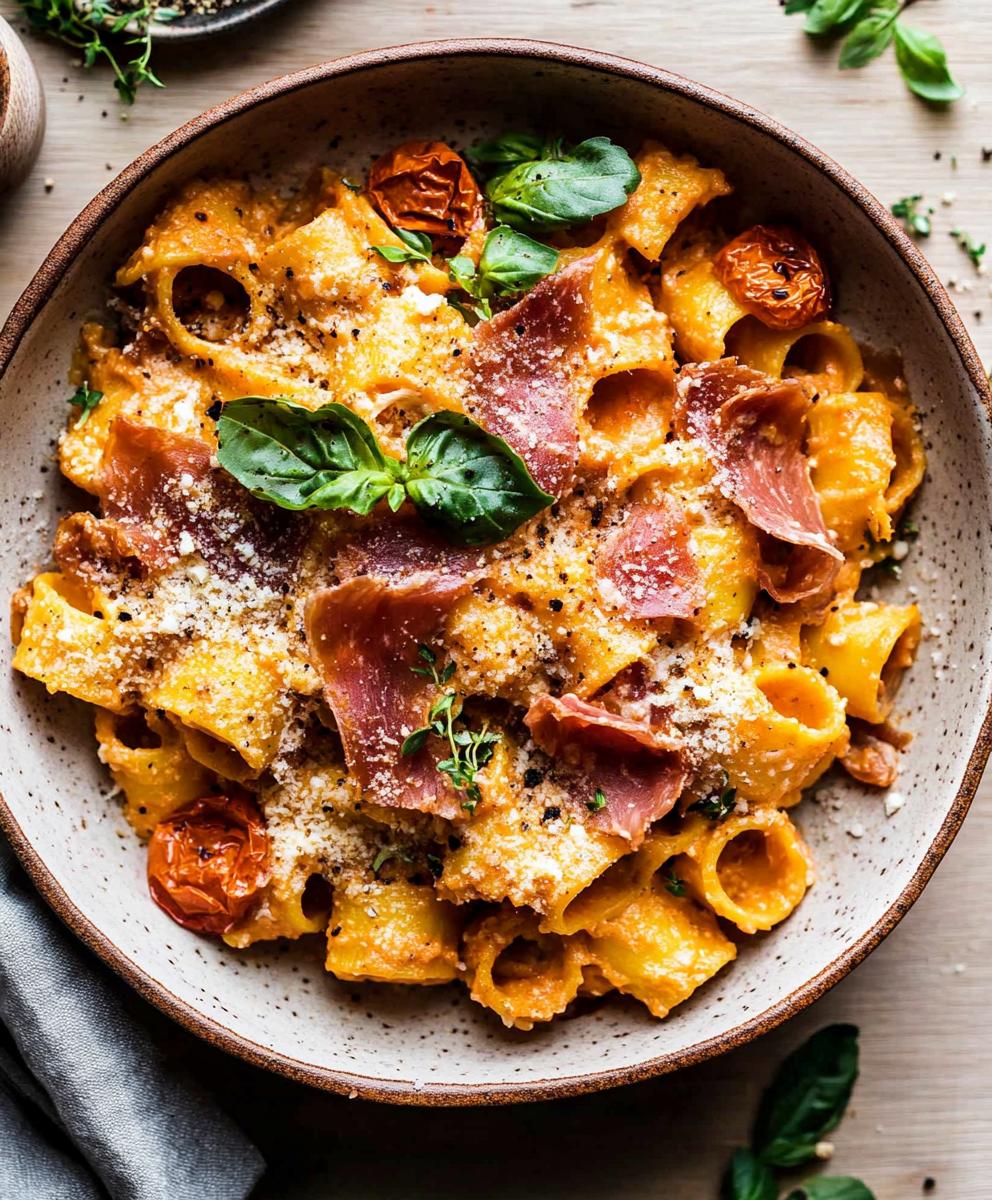 Creamy Roasted Tomato Ricotta Pasta With Crispy Prosciutto Recipe