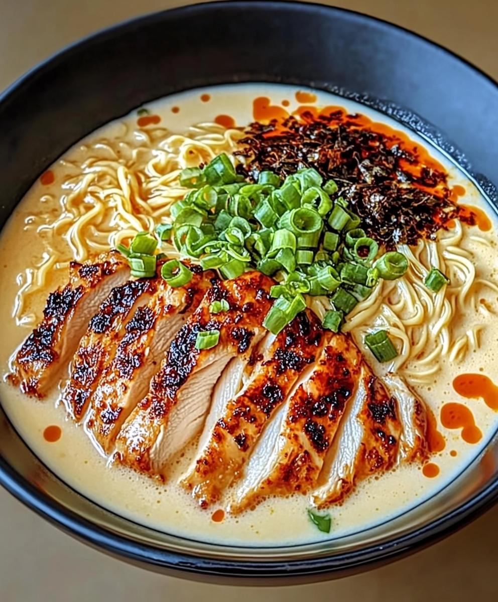 Fiery Chicken Ramen With Creamy Garlic Sauce Recipe