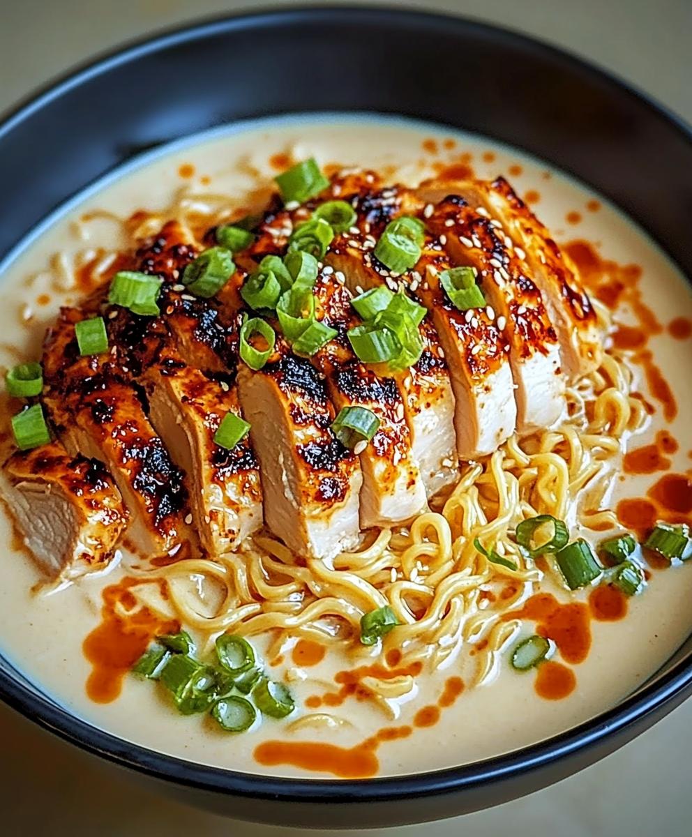 Fiery Chicken Ramen With Creamy Garlic Sauce Recipe