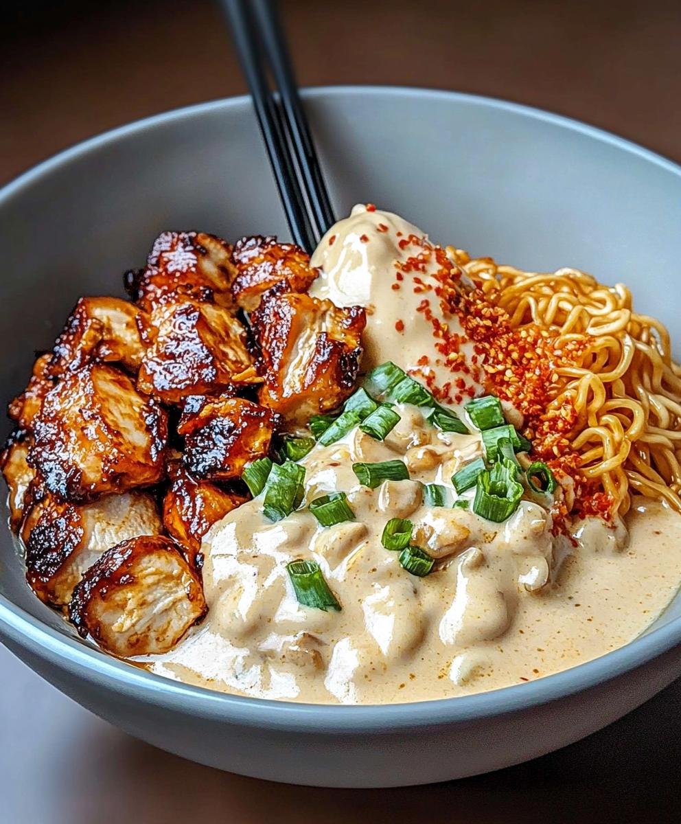 Fiery Chicken Ramen With Creamy Garlic Sauce Recipe