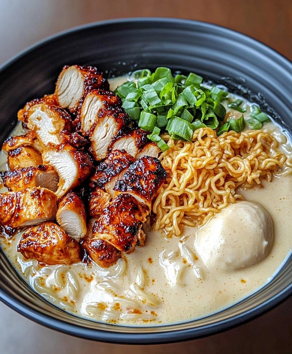 Fiery Chicken Ramen With Creamy Garlic Sauce Recipe