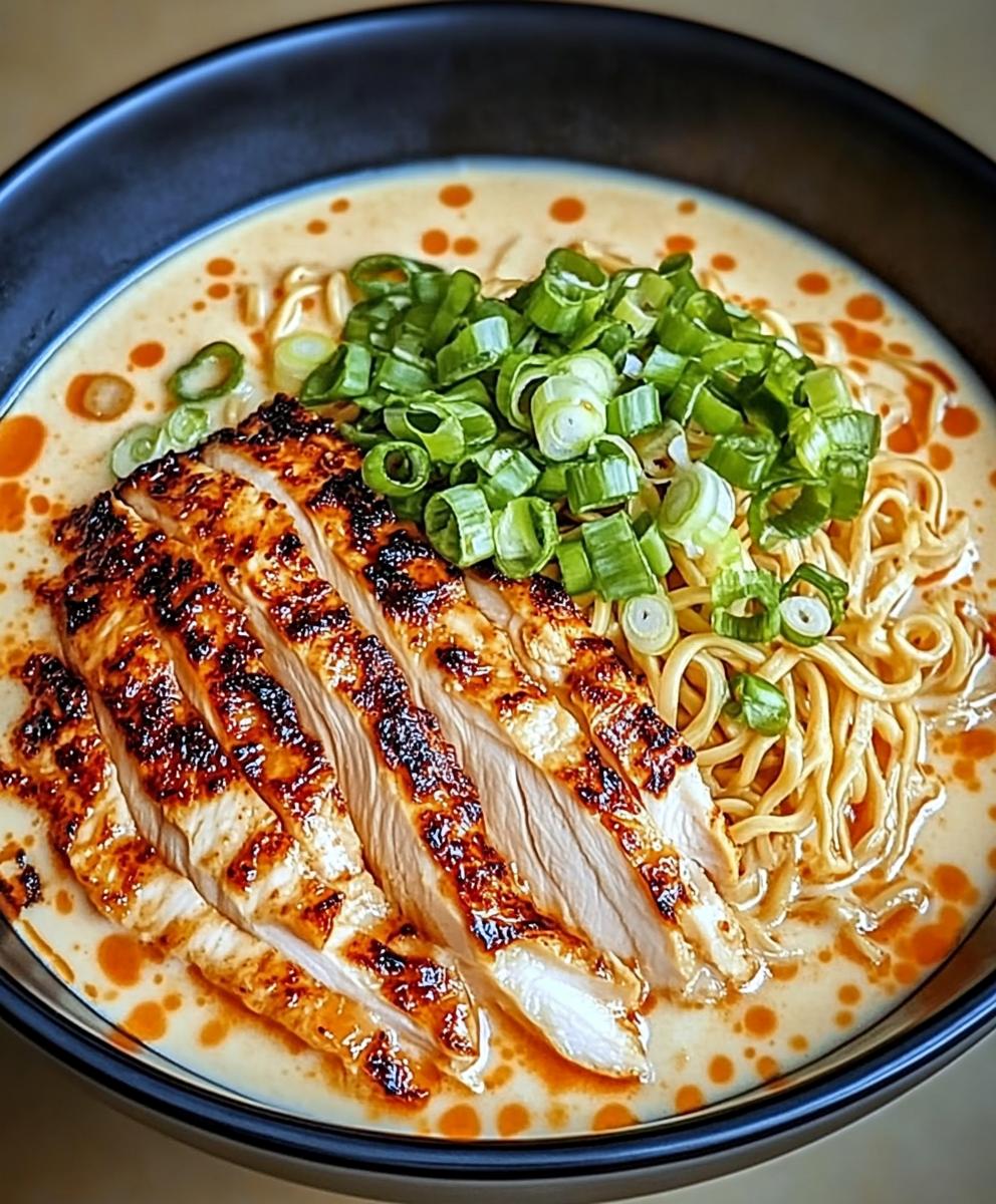 Fiery Chicken Ramen With Creamy Garlic Sauce Recipe