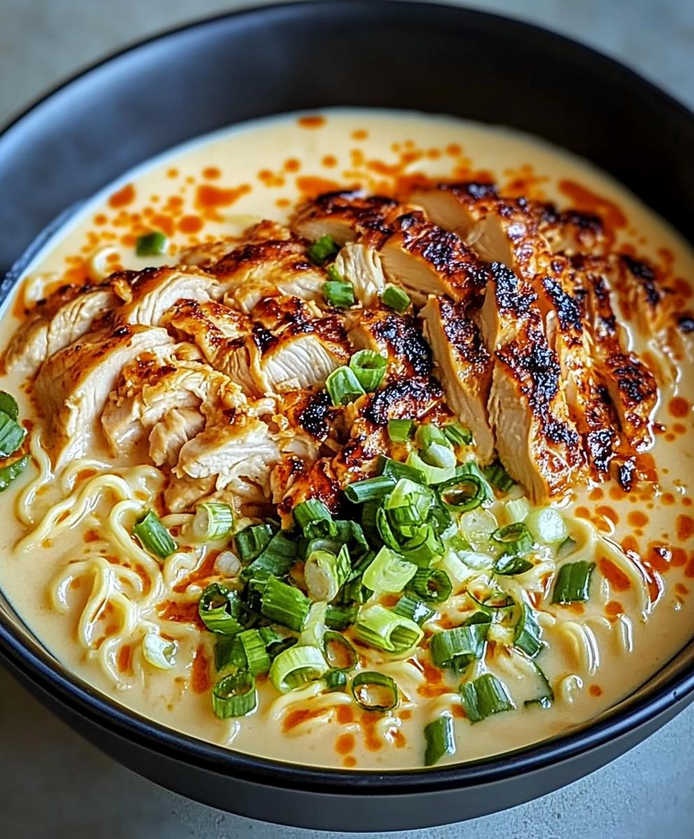 Fiery Chicken Ramen With Creamy Garlic Sauce Recipe