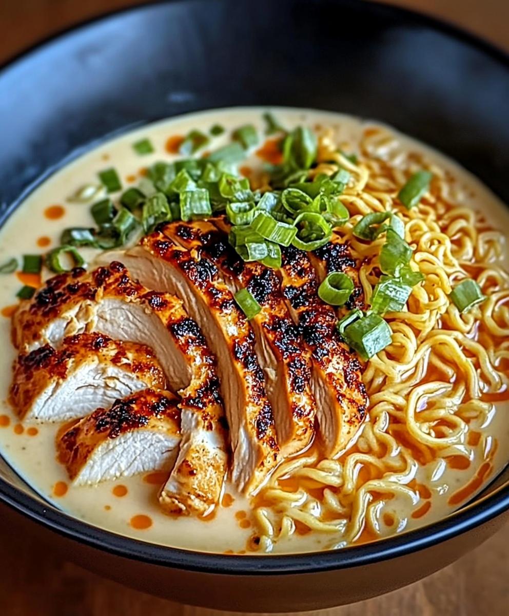 Fiery Chicken Ramen With Creamy Garlic Sauce Recipe