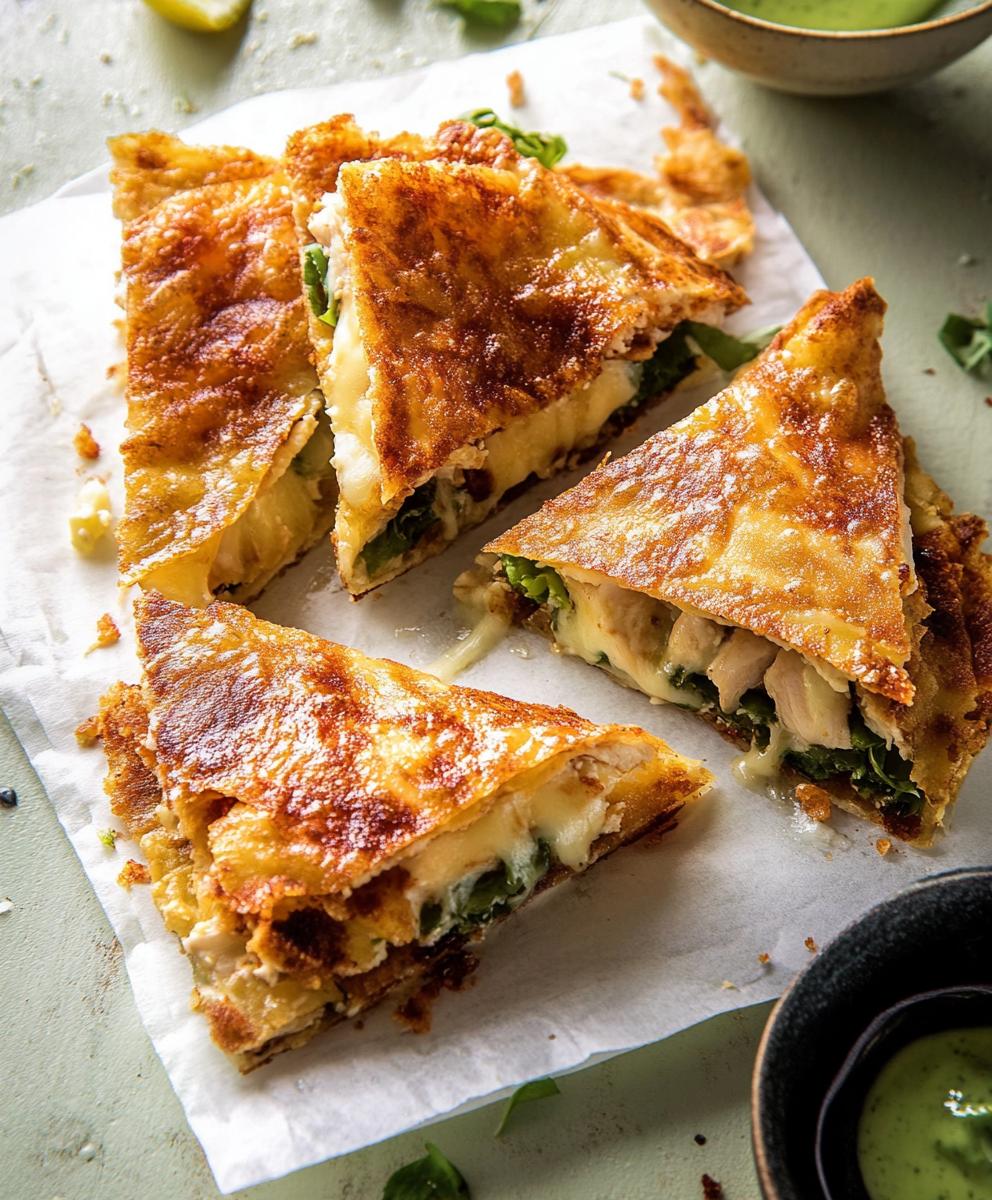 Folded Crispy Cheese And Chicken Wraps Recipe