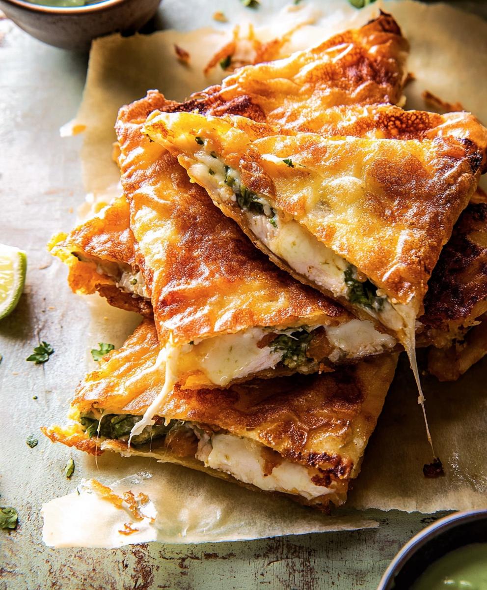 Folded Crispy Cheese And Chicken Wraps Recipe