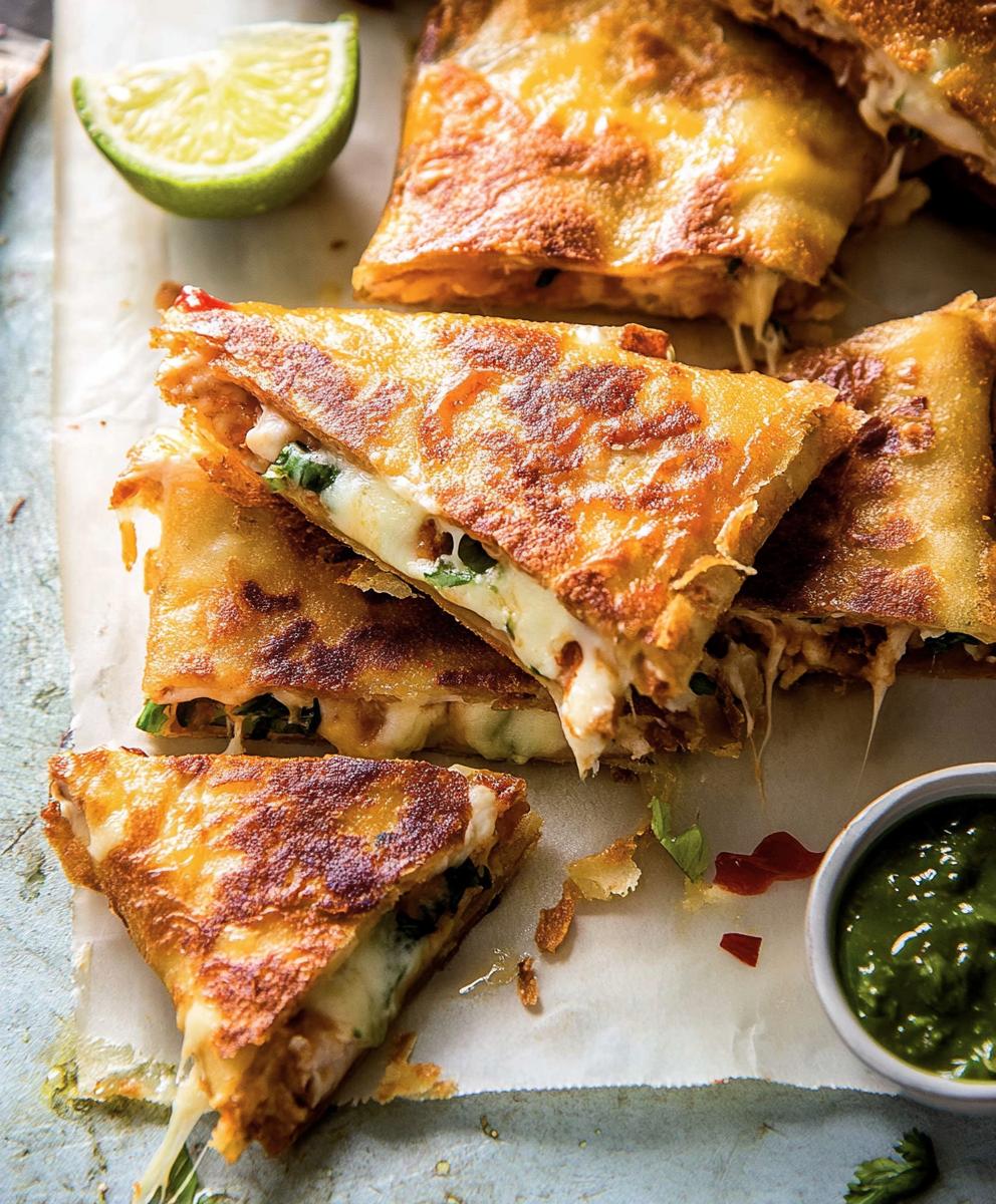 Folded Crispy Cheese And Chicken Wraps Recipe