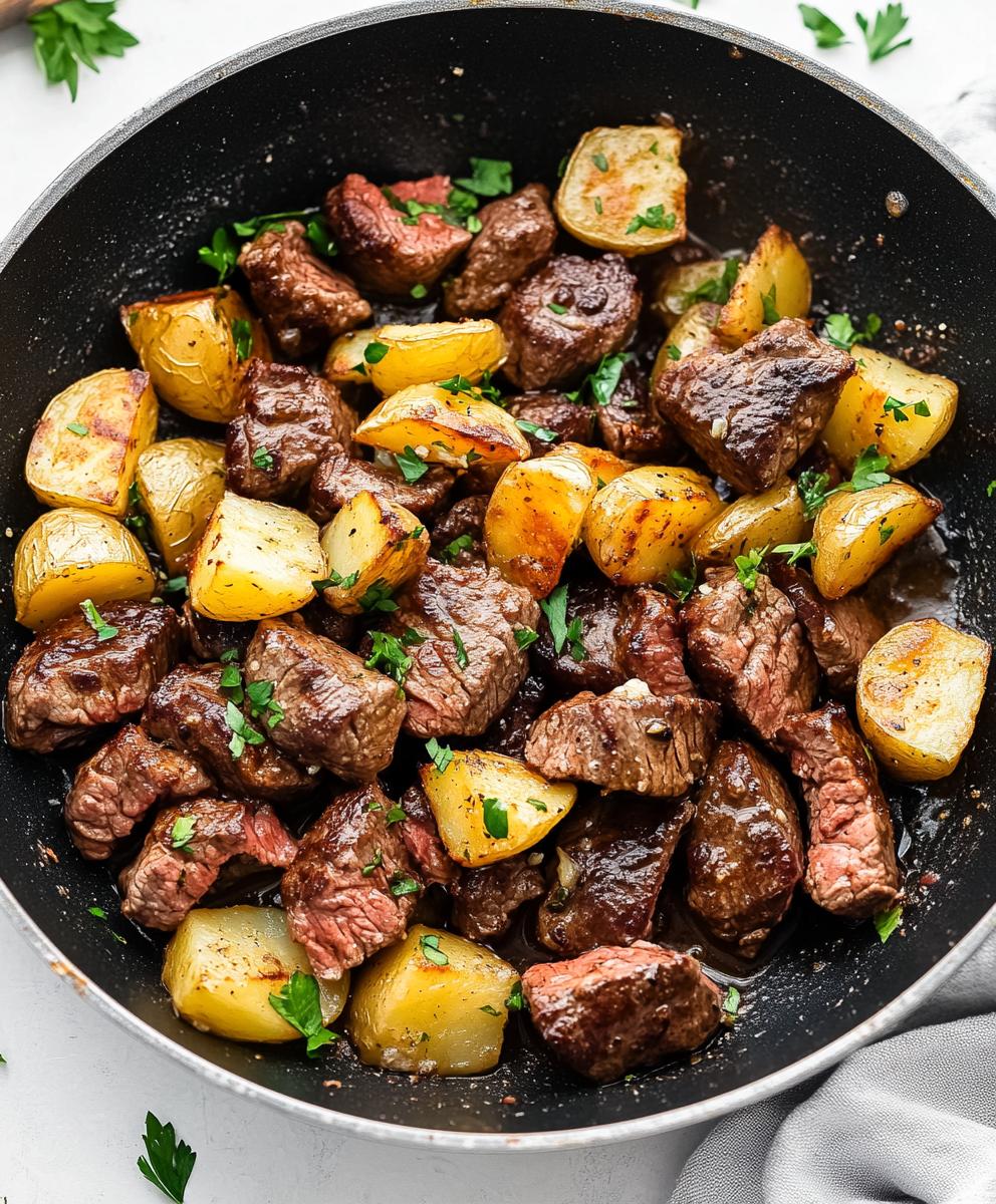 Garlic Butter Steak Bites And Potatoes Recipe
