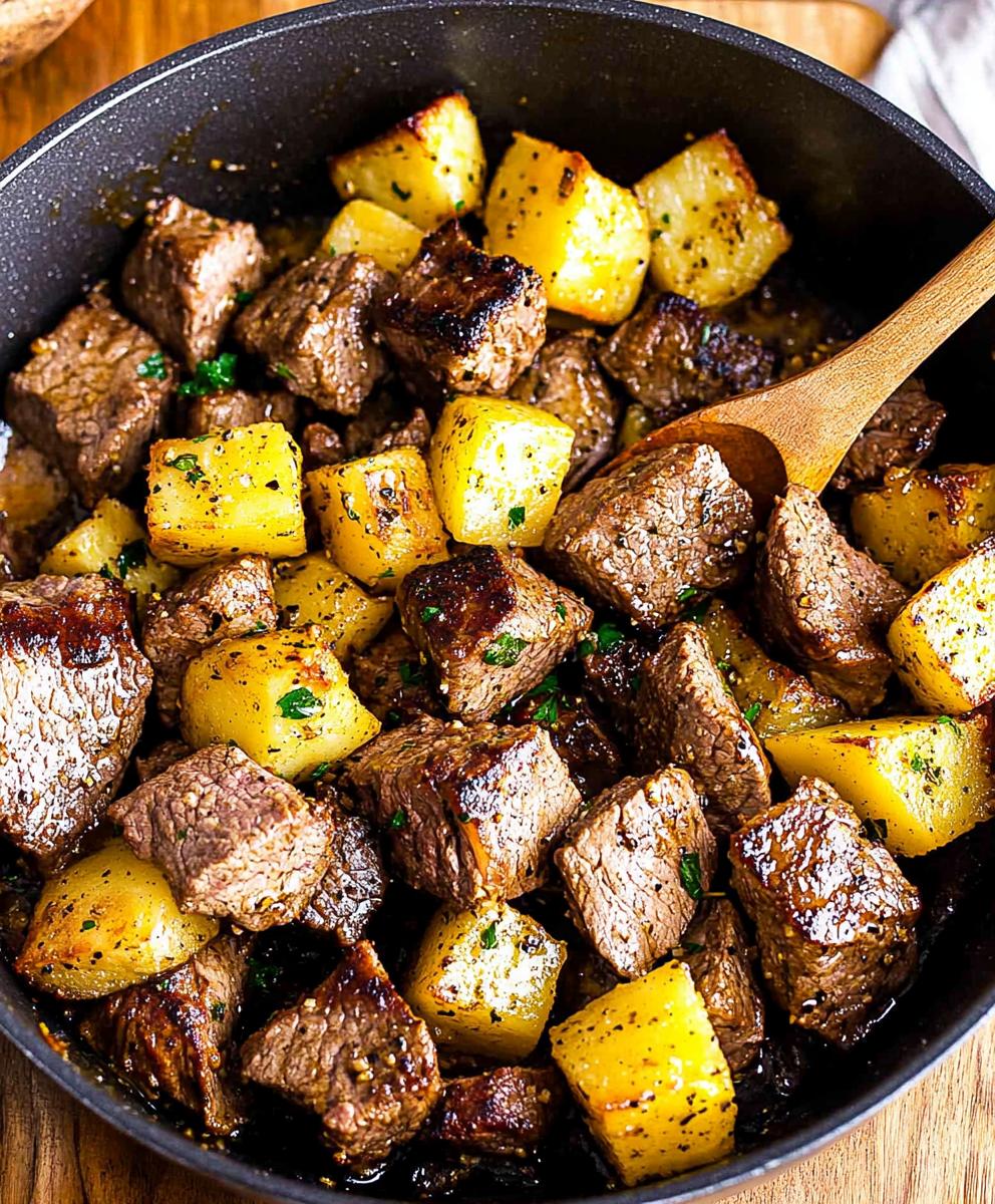 Garlic Butter Steak Bites And Potatoes Recipe