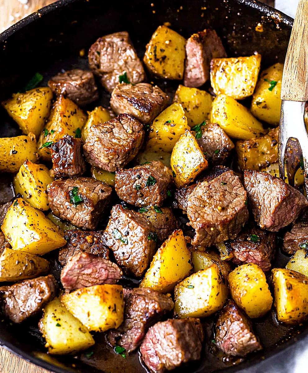 Garlic Butter Steak Bites And Potatoes Recipe