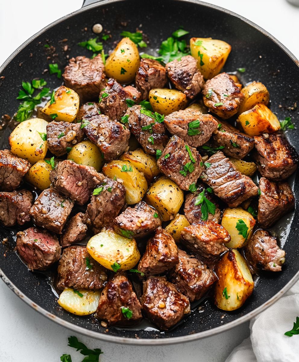 Garlic Butter Steak Bites And Potatoes Recipe