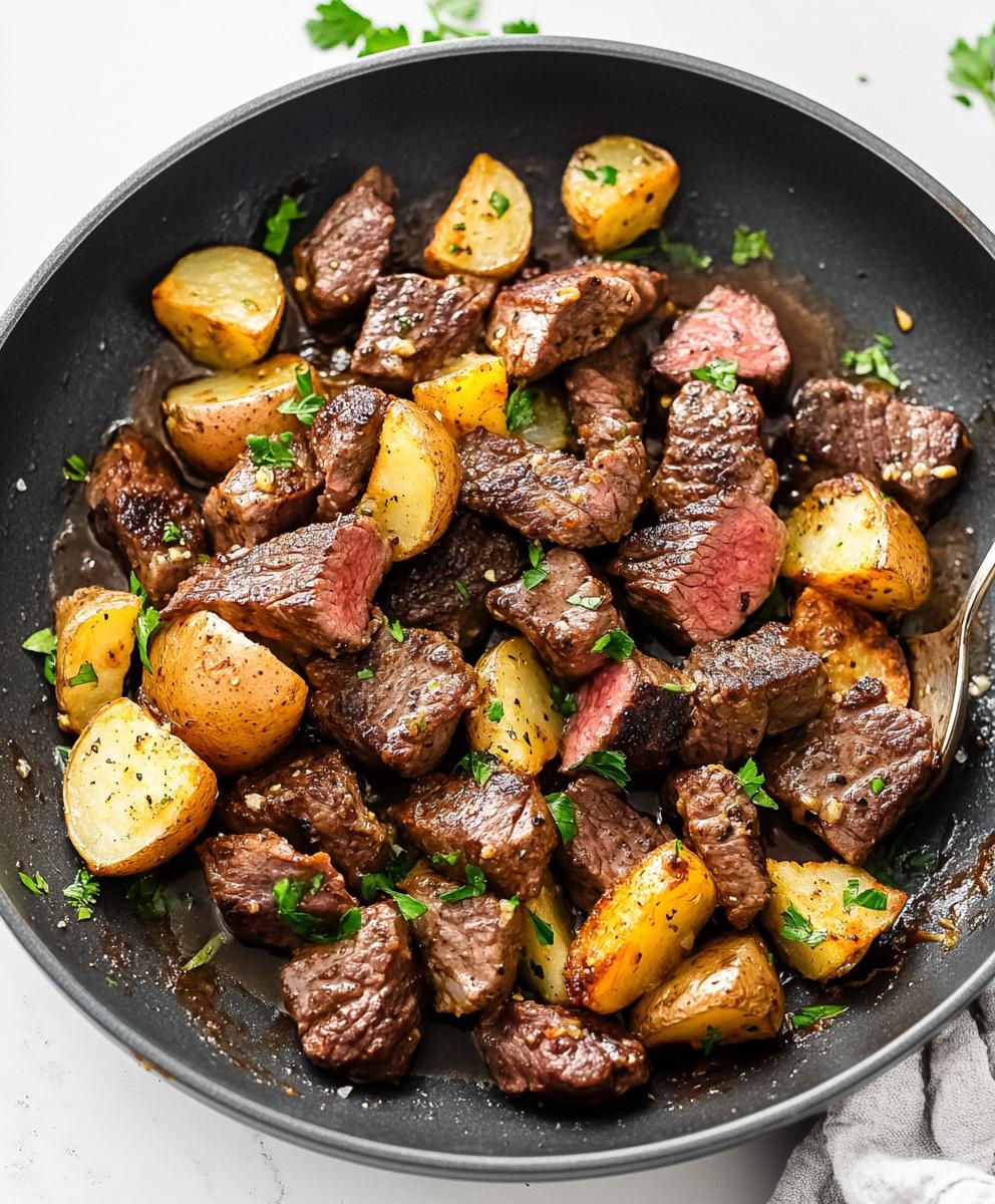 Garlic Butter Steak Bites And Potatoes Recipe