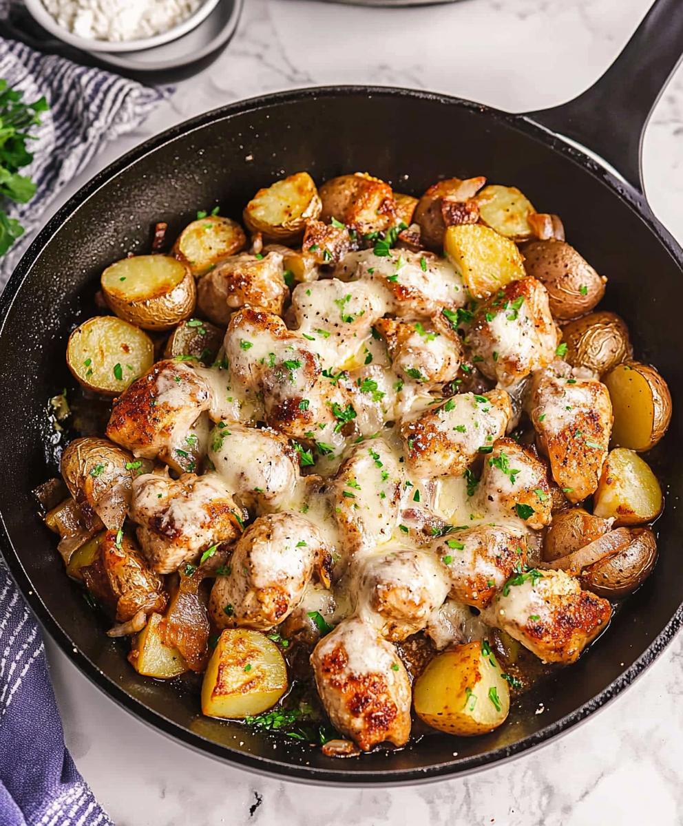 Garlic Parmesan Chicken And Potatoes Skillet Recipe