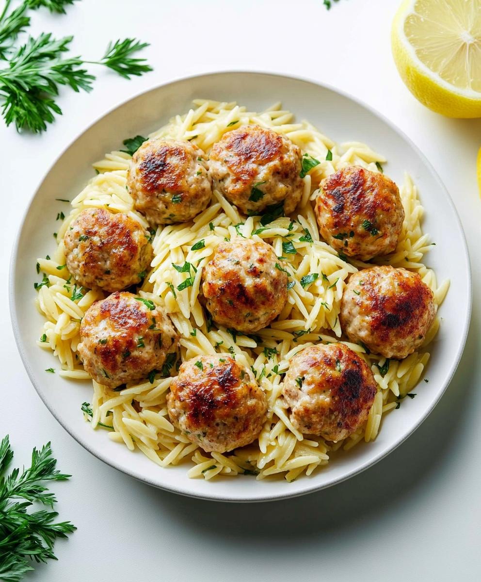 Greek Chicken Meatballs With Lemon Orzo Recipe