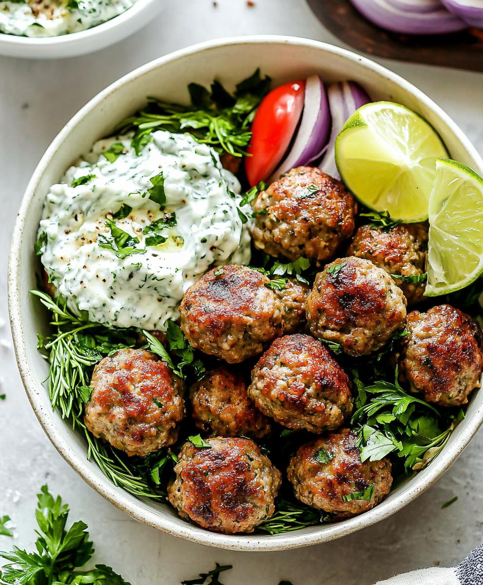 Greek Turkey Meatballs With Tzatziki Recipe