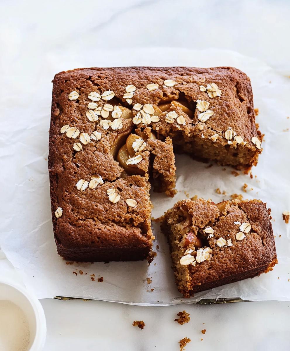 Healthy Breakfast Oatmeal Apple Cake Recipe