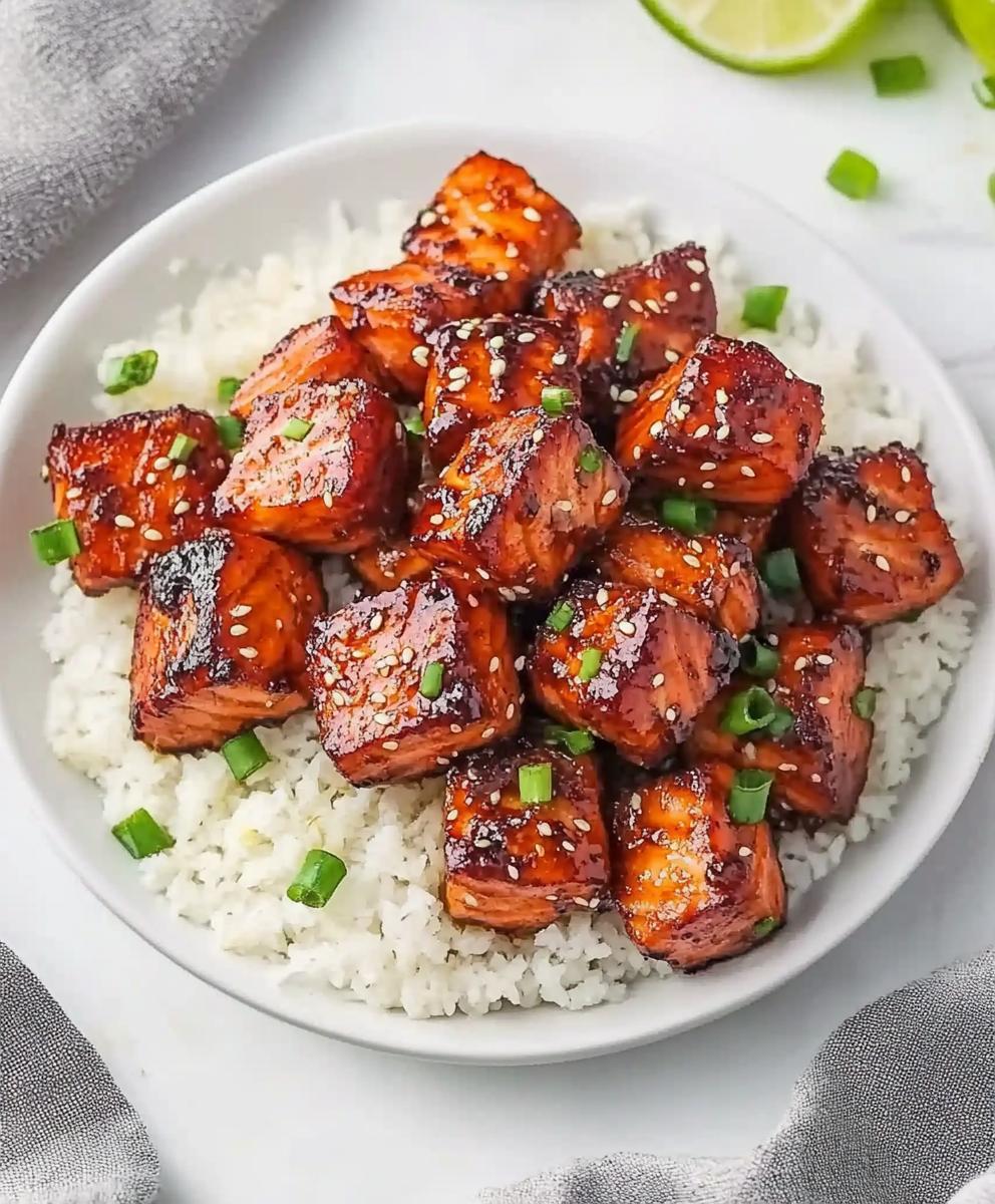 Honey Garlic Salmon Bites Recipe