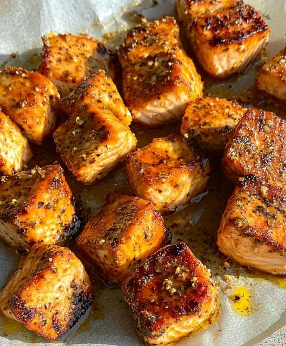 Lemon Garlic Butter Salmon Bites Recipe