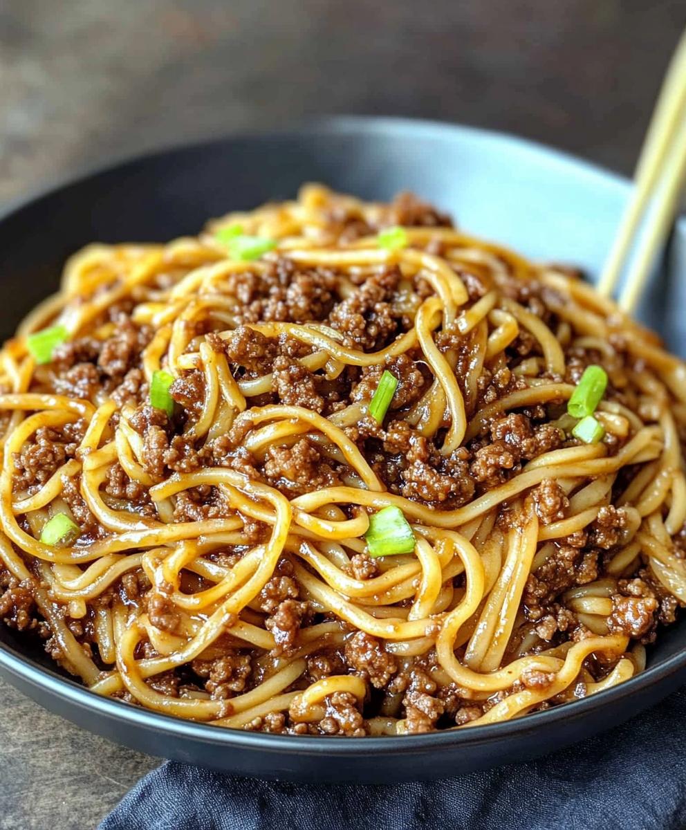Mongolian Ground Beef Noodles Recipe