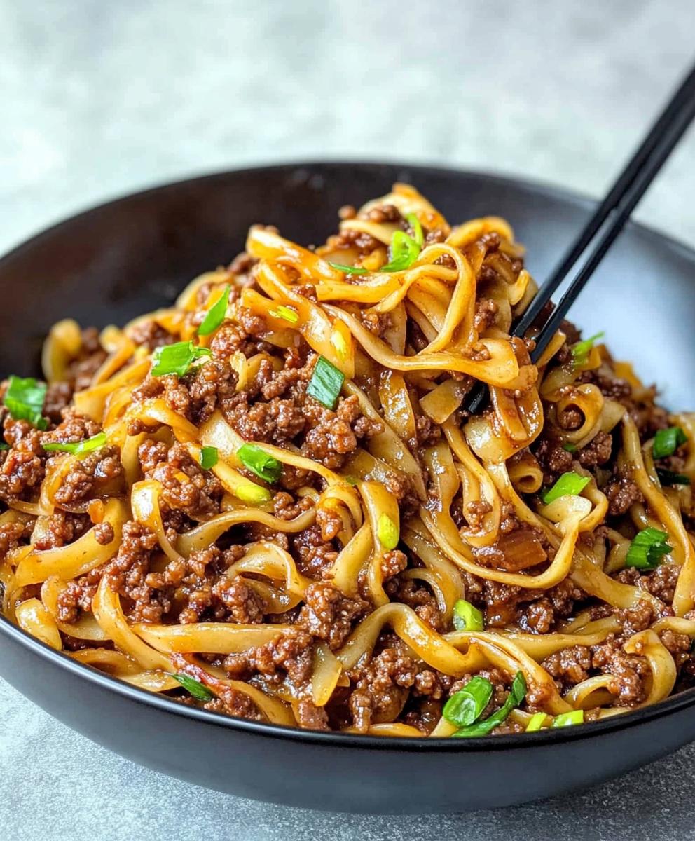 Mongolian Ground Beef Noodles Recipe