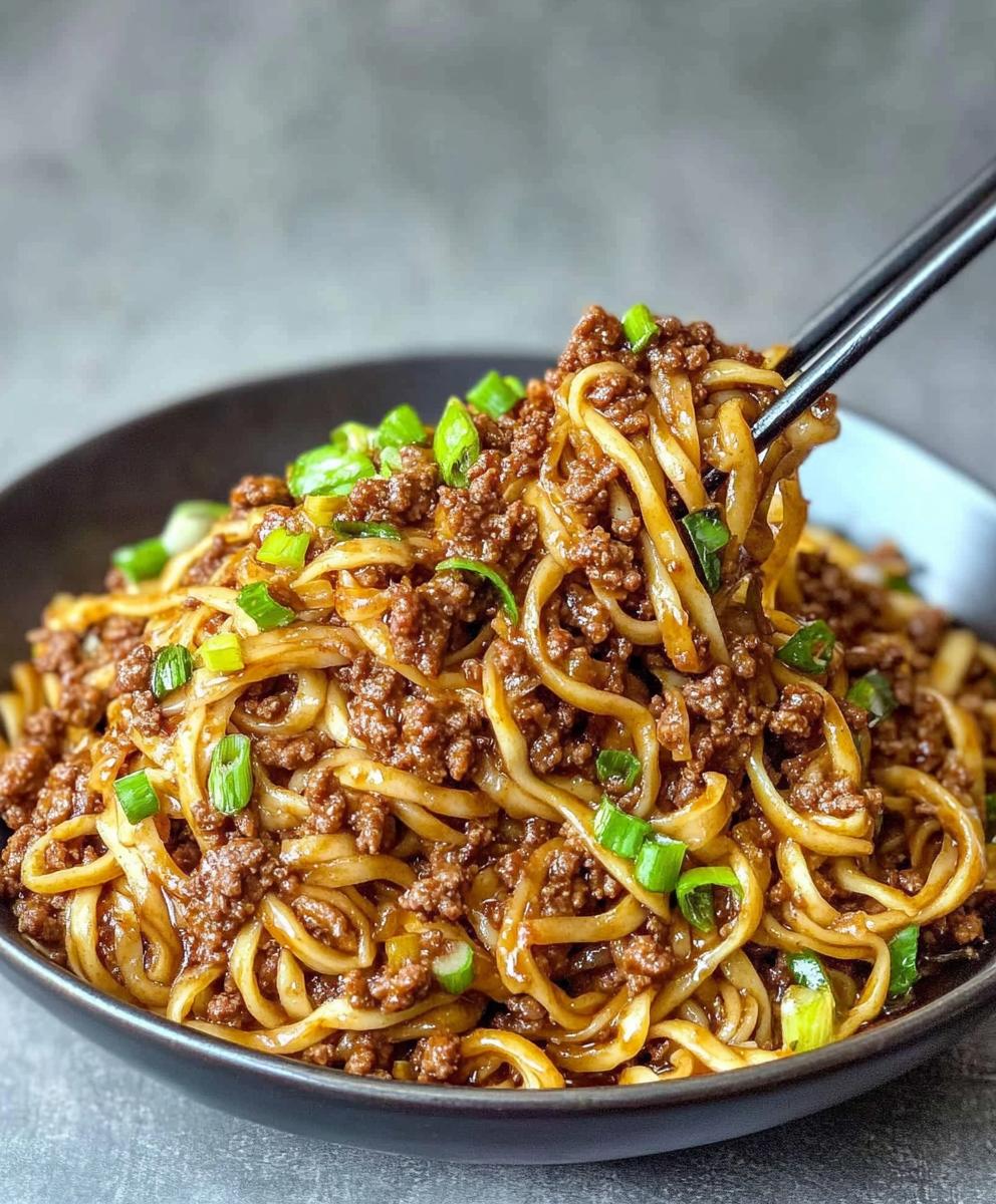Mongolian Ground Beef Noodles Recipe