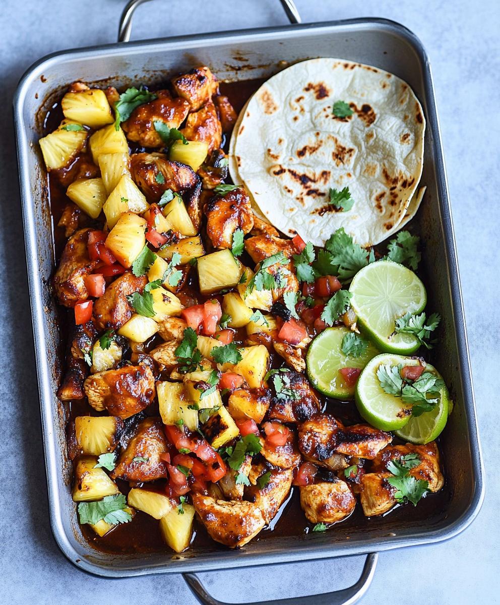 One Pan Chicken & Pineapple Tacos Recipe