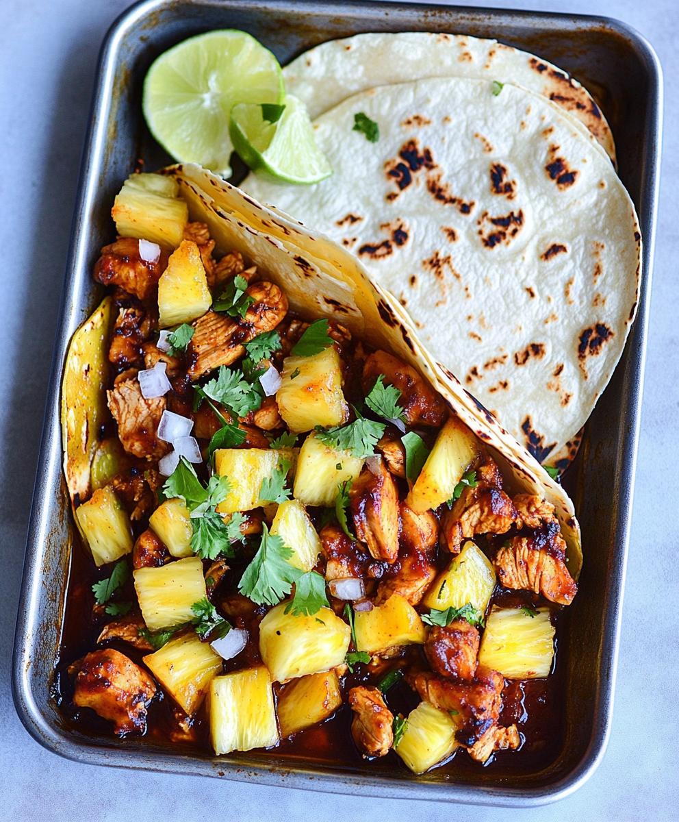 One Pan Chicken & Pineapple Tacos Recipe