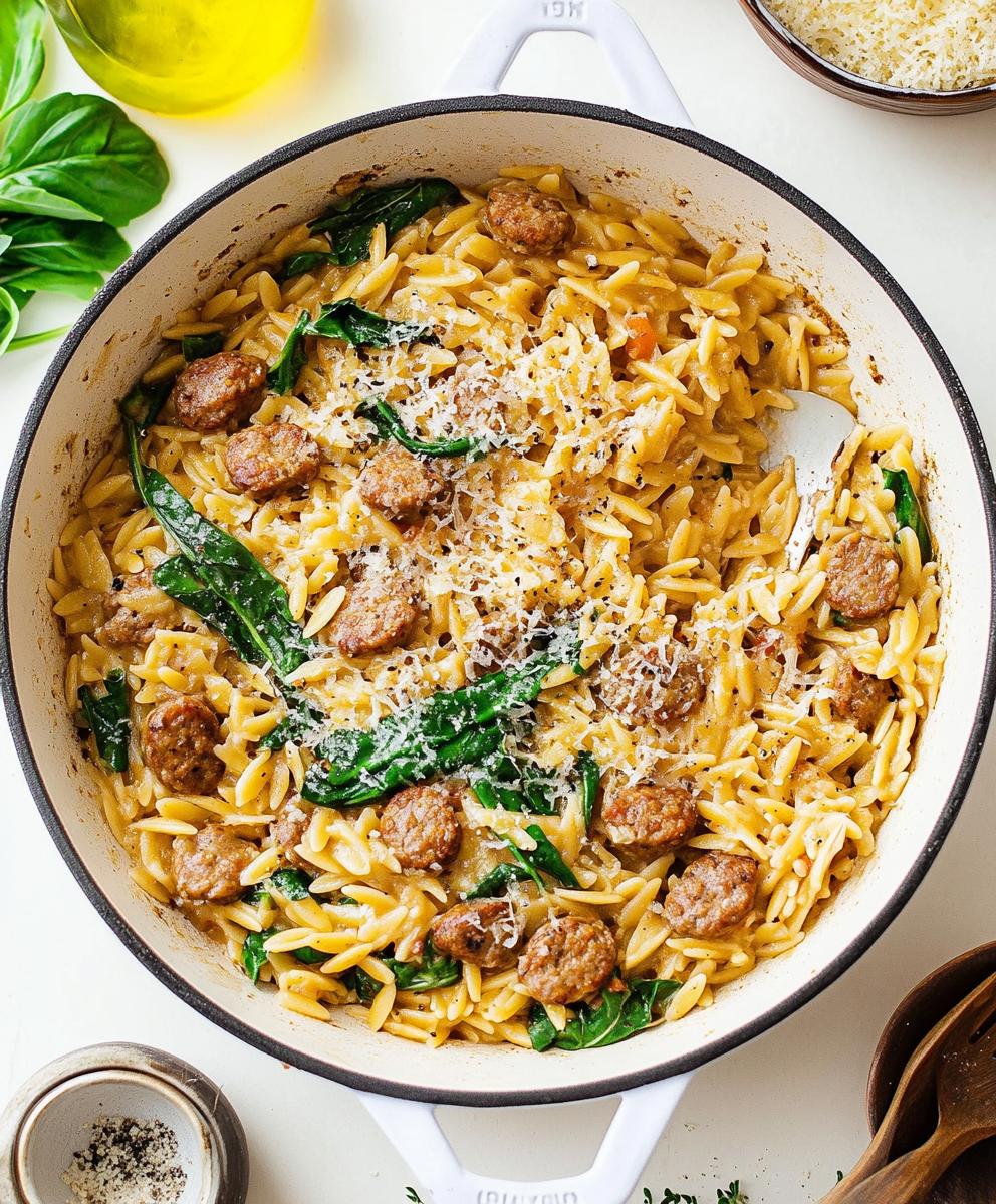 One Pan Italian Sausage Orzo Recipe