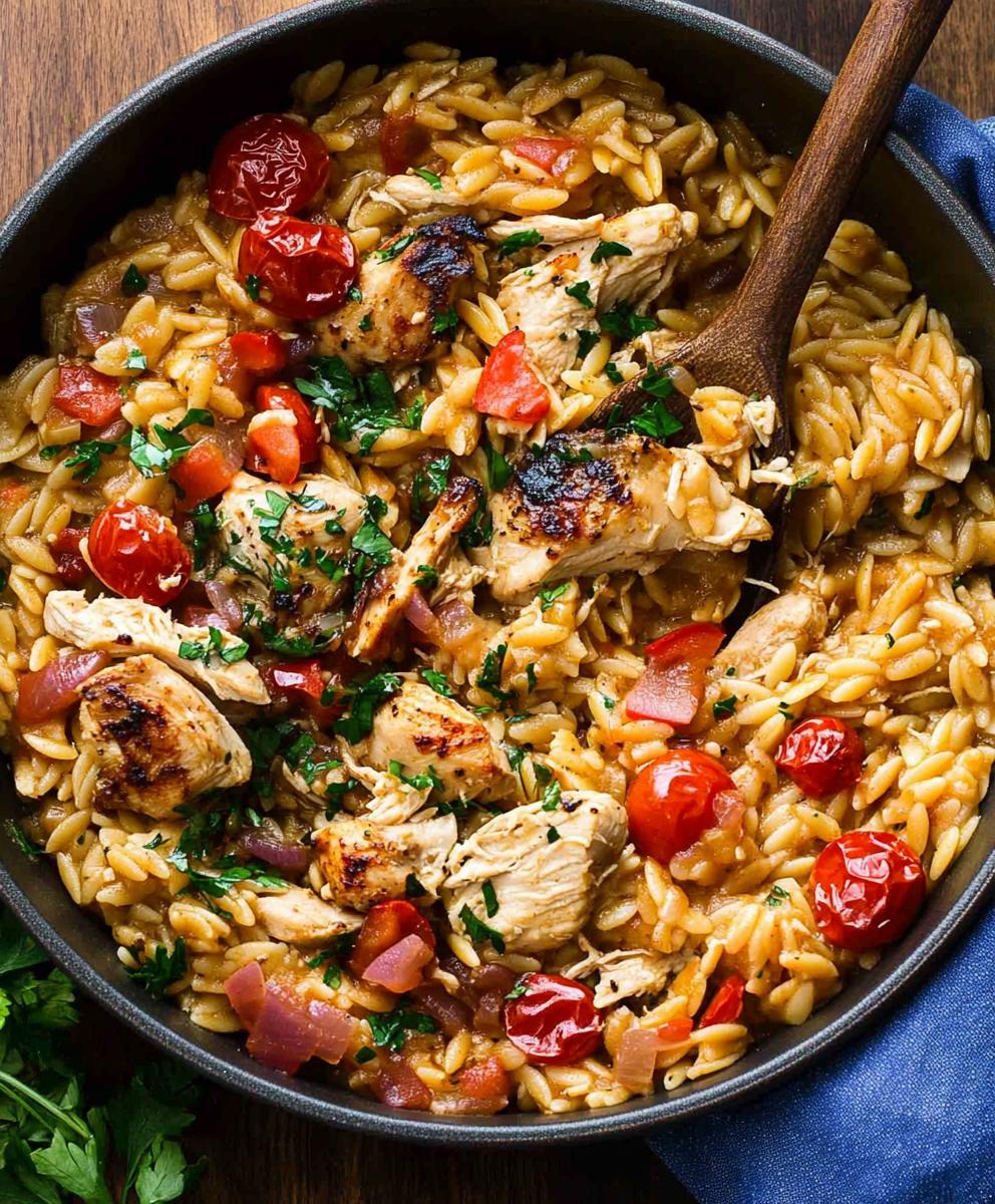 One Pot Mediterranean-style Chicken Orzo Recipe