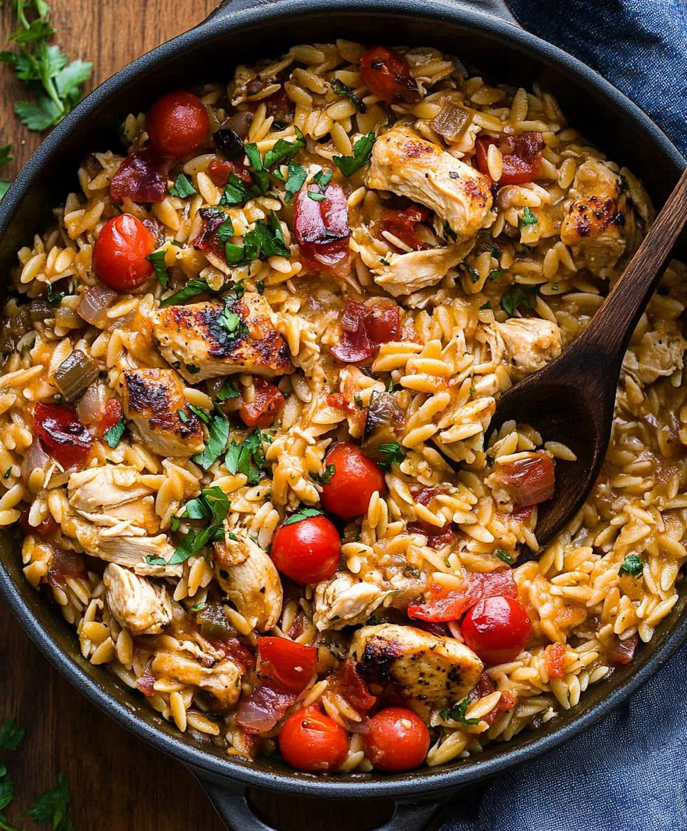 One Pot Mediterranean-style Chicken Orzo Recipe