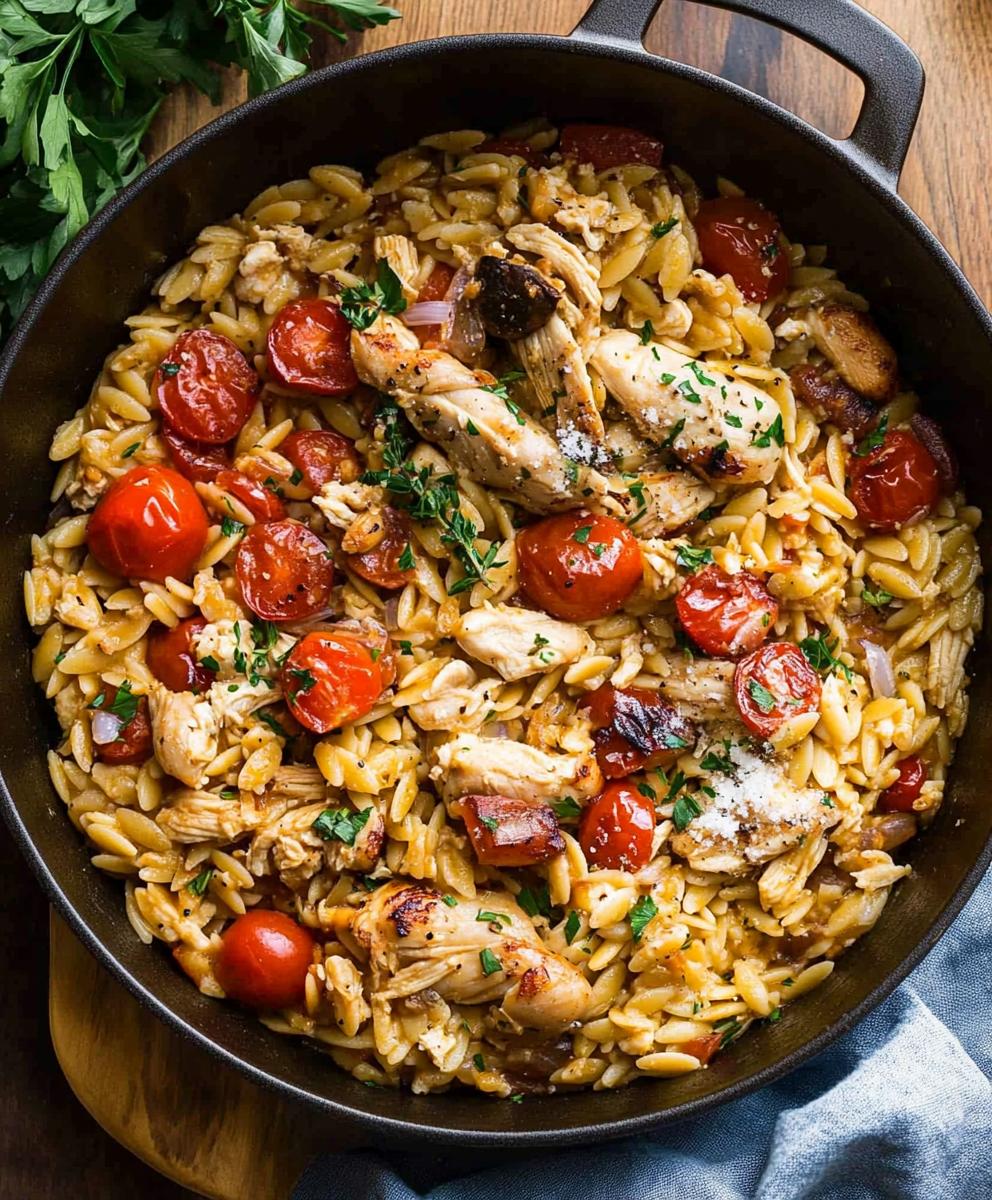 One Pot Mediterranean-style Chicken Orzo Recipe