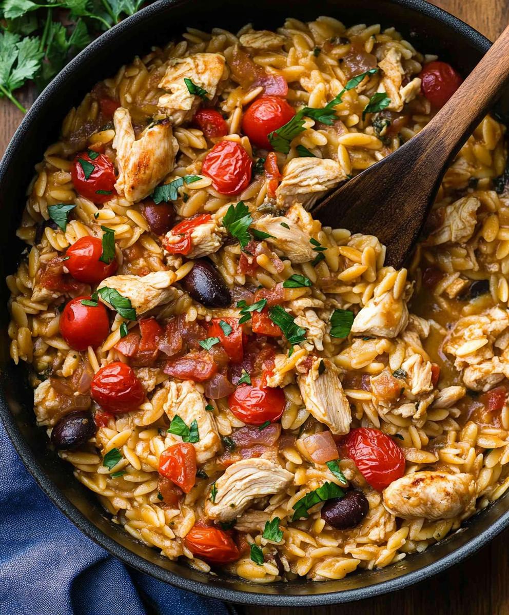 One Pot Mediterranean-style Chicken Orzo Recipe