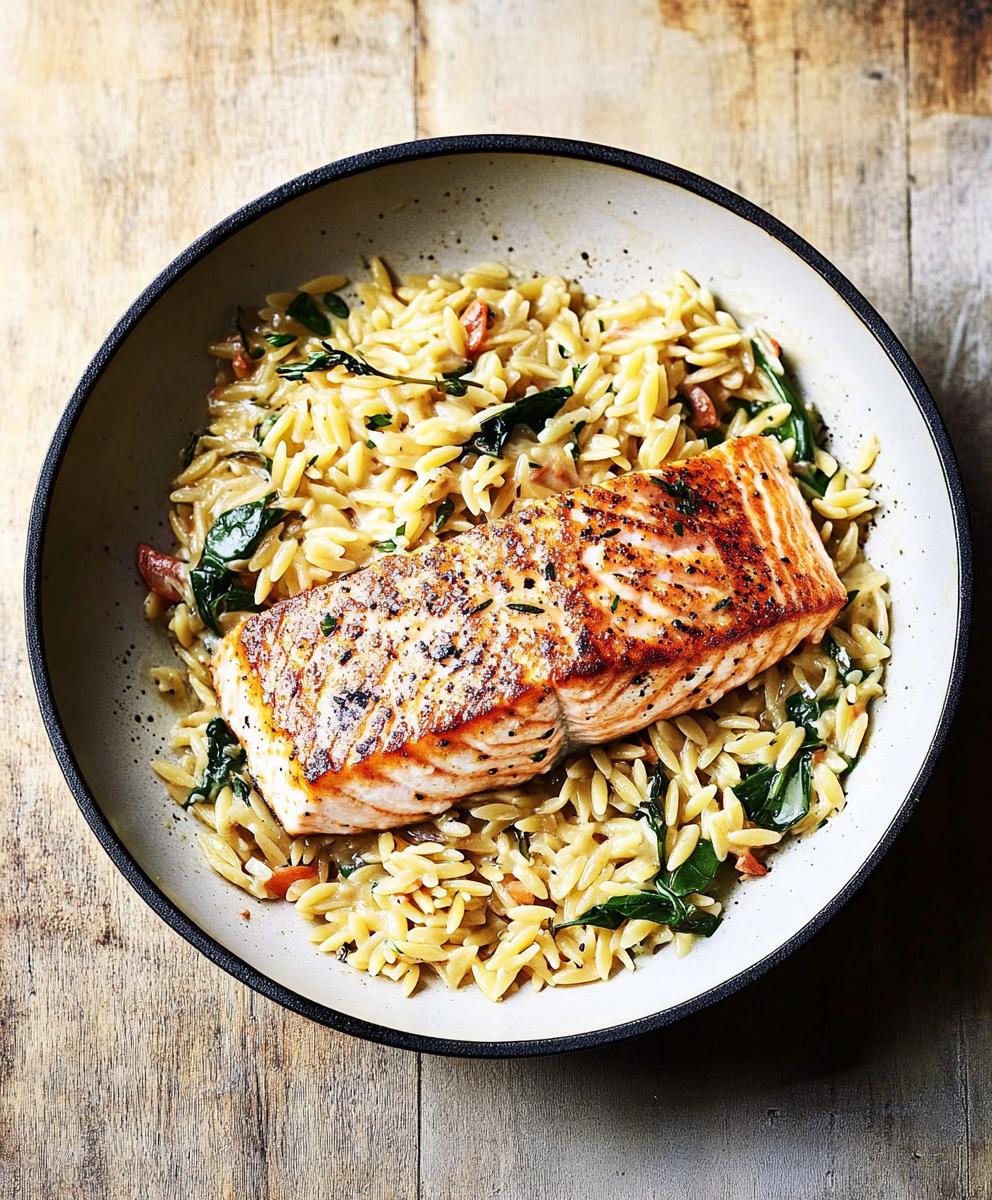One Skillet Salmon With Lemon Orzo Recipe