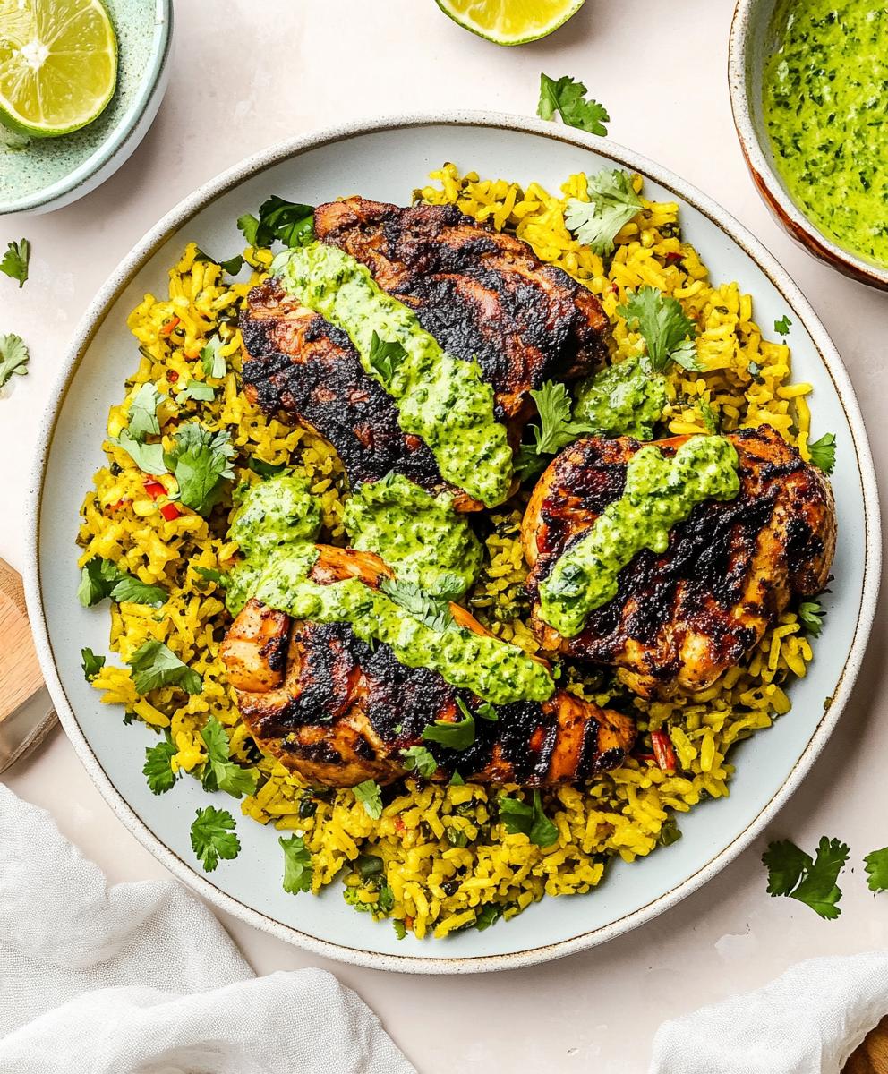 Peruvian Chicken & Rice With Green Sauce Recipe