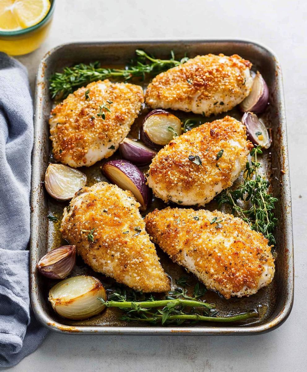 Sheet Pan Crispy Parmesan Garlic Chicken Recipe