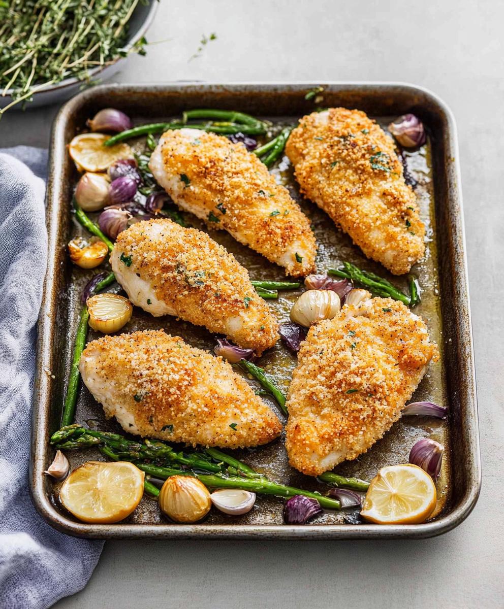 Sheet Pan Crispy Parmesan Garlic Chicken Recipe