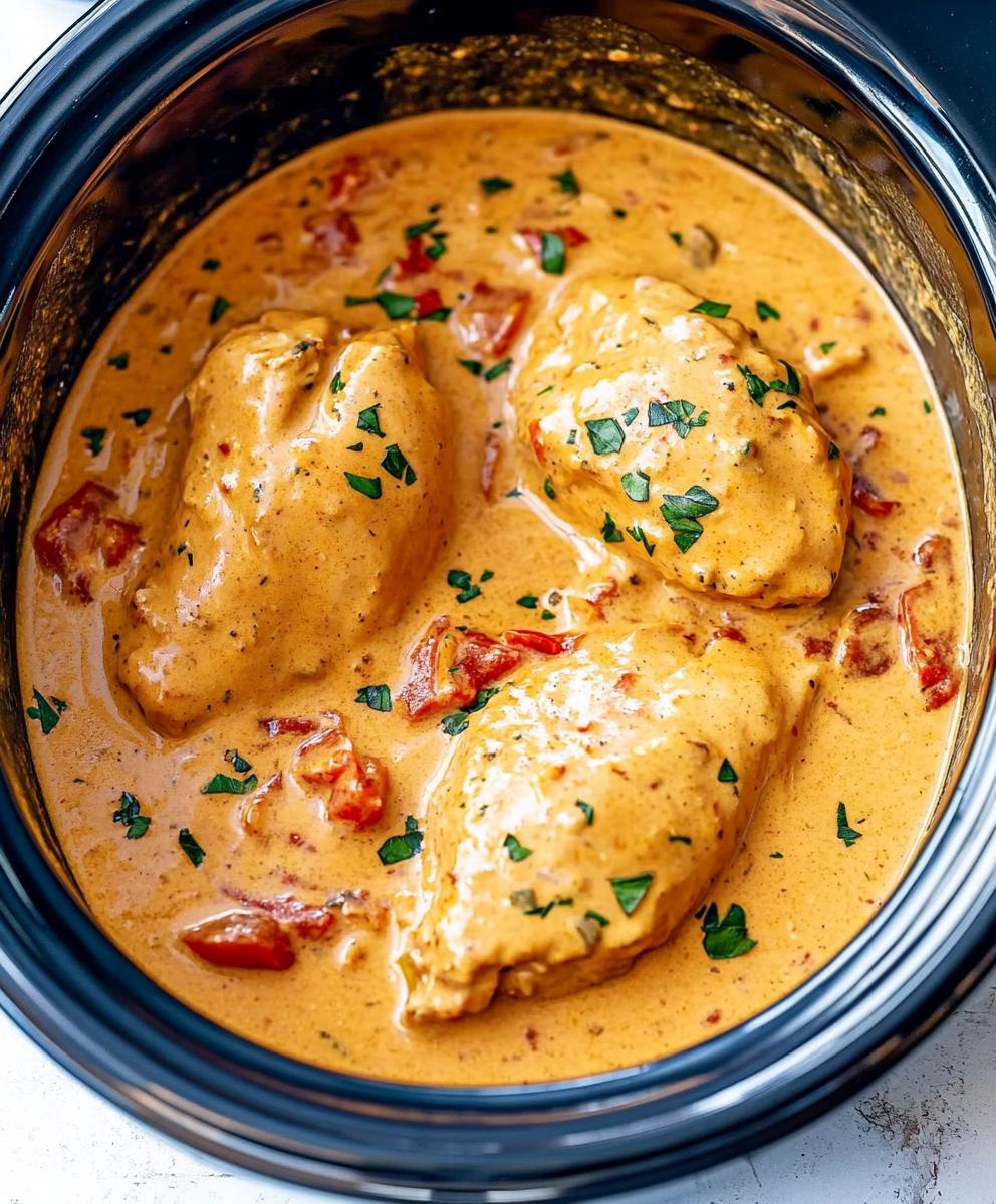 Slow Cooker Creamy Tomato Basil Chicken Recipe