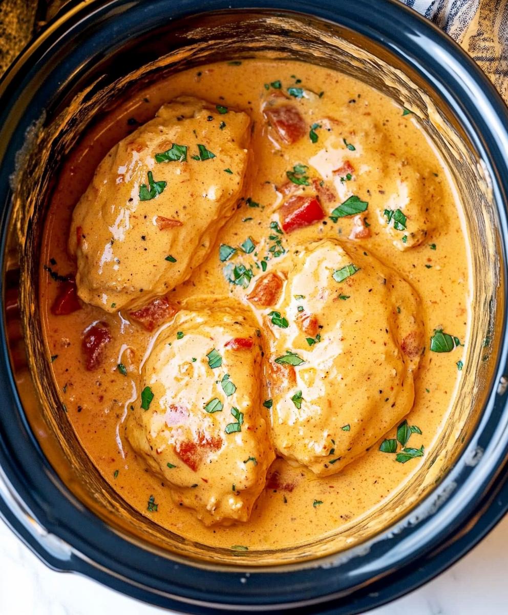 Slow Cooker Creamy Tomato Basil Chicken Recipe
