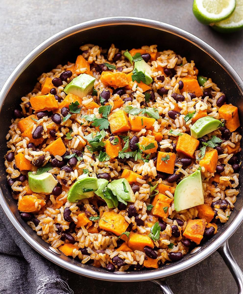 Southwest Sweet Potato, Black Bean And Rice Skillet Recipe